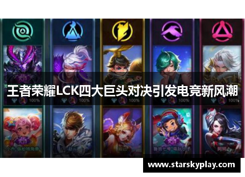 王者荣耀LCK四大巨头对决引发电竞新风潮